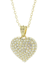 Gold Tone Heart Necklace Made With Pave Clear Crystals from Swarovski