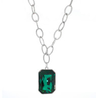 Rectangular Shape Necklace Made With Emerald Crystal from Swarovski