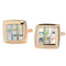 Rose Gold Tone Shell Inlay Square Cuff Links