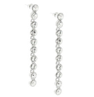 Round Stone Linear Drop Earrings Made With Clear Crystals From Swarovski