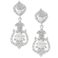 Sterling Silver Art Deco Drop Luxury Bridal Earrings