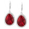 Sterling Silver Pear Shape Simulated Ruby and Cubic Zirconia Earrings
