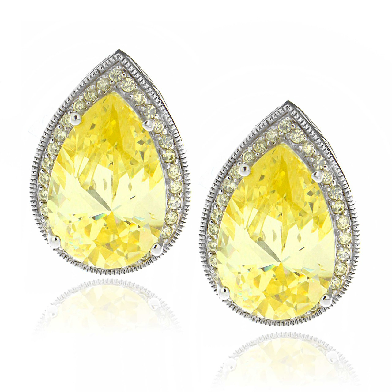 Diamante Topaz Yellow Cubic Zirconia Drop Earrings  Curio Cottage
