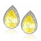 Sterling Silver Large Pear-cut Yellow Cubic Zirconia Stud Earrings