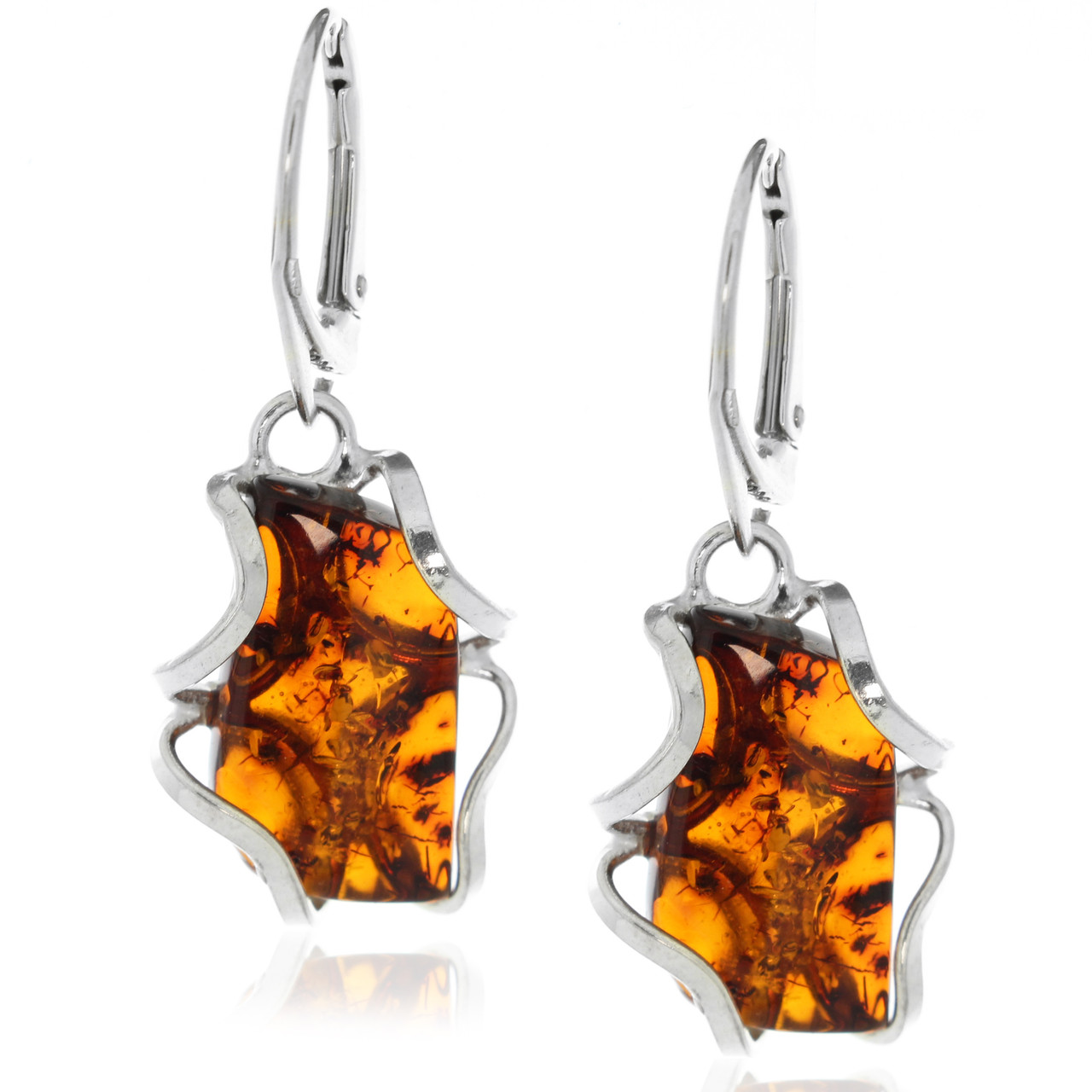 Details about   Handmade Amber sterling silver chandelier earrings 