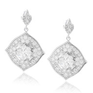 Diamond-shape CZ Drop Earrings in Brass