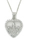 Sterling Silver Fleur de lis Heart Pave Cz Necklace