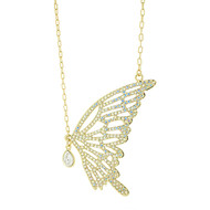 Gold Plated Butterfly Necklace Made with Crystals from Swarovski in Brass