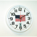 Atomic Slimline Wall Clock - 9 1/4" Diameter, White, with Logo, NSN 6645-01-491-9830