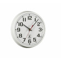 Atomic Slimline Wall Clock - 9 1/4" Diameter, White, NSN 6645-01-491-9805