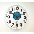 Atomic Slimline Wall Clock - 12 3/4" Diameter, White, with Logo, NSN 6645-01-491-9836