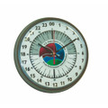 24 Hour Slimline Wall  Clock - 9 1/2" Diameter, Brown, with Logo, NSN 6645-01-456-6031