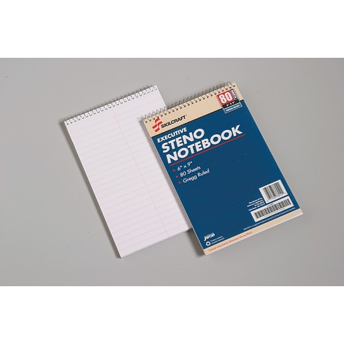 6 x 9 AbilityOne Executive Steno Notebook White 7530-00-223-7939 