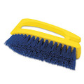 Iron-Shaped Handle Scrub Brush, 6" Brush, Yellow Plastic Handle/Blue Bristles