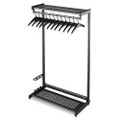 48" Wide Single-Sided Rack w/Two Shelves, 16 Hangers, Steel, Black