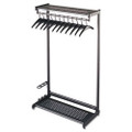 36" Wide Single-Sided Rack w/Two Shelves, 16 Hangers, Steel, Black