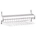 Wall Shelf Rack, 12 Non-Removable Hangers, Metal, Chrome-Plated