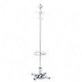 Costumer w/Umbrella Stand, Four Ball-Tipped Double-Hooks, Metal, Chrome
