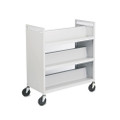 Two-Sided Steel Book Cart w/Slant Shelves, Six Shelves, 37 x 18 x 42, Platinum