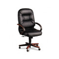 2190 Pillow-Soft Wood Series Executive High-Back Chair, MY/Black Leather