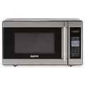 Compact Microwave Oven, 0.7 Cubic Foot, 800 Watts, Stainless Steel/Black