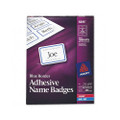 Self-Adhesive Laser/Ink Jet Name Badge Labels, 2-1/3x3-3/8, Blue Border