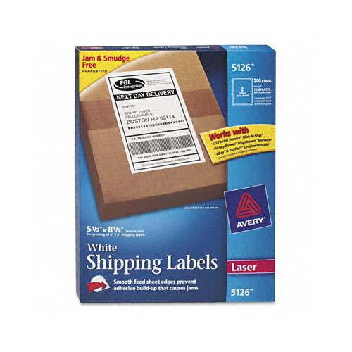 Shipping Labels for Laser Printers, 5-1/2 x 8-1/2, White, 200/Box - The ...