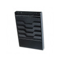 Wall File with Supplies Organizer, Letter, Four Pockets, Black