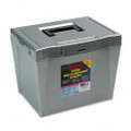 Portable File Storage Box, Letter, Plastic, 14-7/8 x 11-3/4 x 11-1/4, Steel Gray