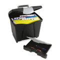 Portable File Storage Box w/Drawer, Letter, Latch, Black