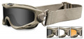 Wiley-X GOGGLES SPEAR, Smoke Grey - Clear - Light Rust/Tan, P/N: SP293T