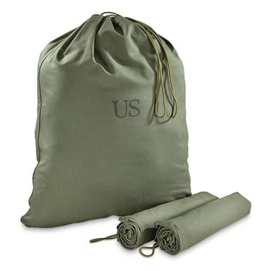 US Army Military Barracks Bag Cotton Laundry Duffle Tote Storage Bag 24"X31" GC 