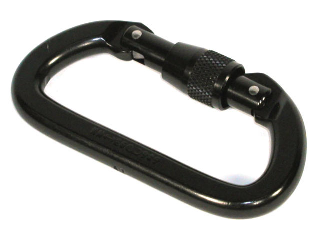 Black D Shape Carabiner Clip 62mm Inner Clasp Large Aluminum 