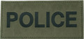 Police Patch, Black on Green, with Hook and Loop, 2.5" x 5.5", 90IN04BG