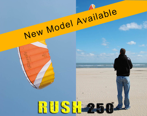 HQ Rush III 250 Trainer Kite in action and close up of kite profile while flying. THIS COULD BE YOU FLYING THIS!