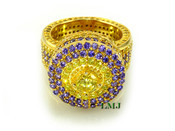 Purple and Yellow - Gold 925 Silver "Fully Loaded 360 King Ring" EXCLUSIVE! (Clear-coated)