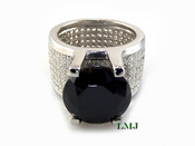 Black and White - 925 Silver "360 Floating Solitaire" Lab Made Diamond Ring EXCLUSIVE! (Clear-coated)