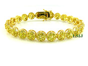 1 Row Yellow Lab Made Diamond 8" 3D Cluster Bracelet (Clear-Coated)