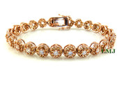 1 Row Rose Champagne and White Lab Made Diamond 8" 3D Cluster Bracelet (Clear-Coated)