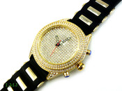 White and Gold "Super Fully Loaded Classic" Watch with silicone band (Clear-Coated Bezel)