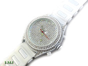 White on White "Super Fully Loaded Classic" Watch with silicone band (Clear-Coated Bezel)