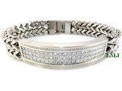 High-Polished Stainless Steel Iced "Versace Inspired" Double-Franco Bracelet - 8.5" 