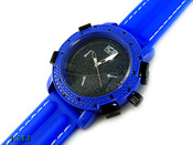 Blue and Black "Executive" Watch with silicone band (Clear-Coated Bezel)