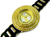 Yellow "Breitling inspired 3 Row Bezel" Watch with silicone band (Clear-Coated Bezel)