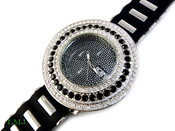White and Black "Breitling inspired 3 Row Bezel" Watch with silicone band (Clear-Coated Bezel)