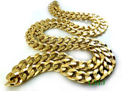 30" 14K Gold Plated Cuban Link Chain - 10mm wide (Clear-Coated)