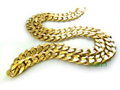 24" 14K Gold Plated Cuban Link Chain - 10mm wide (Clear-Coated)