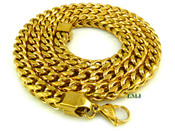 18K Gold/Stainless Steel Cuban Box Link Chain 30" (Clear-Coated)
