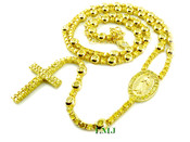 All Yellow Lab Made Diamond Virgin Mary Rosary Chain (Clear-Coated)