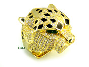 Gold tone 925 Silver "Panther Head" White Lab Made Diamond CUSTOM Ring